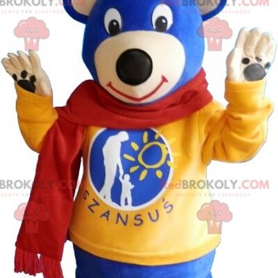 Big brown teddy REDBROKOLY mascot with a satchel / REDBROKO_06707