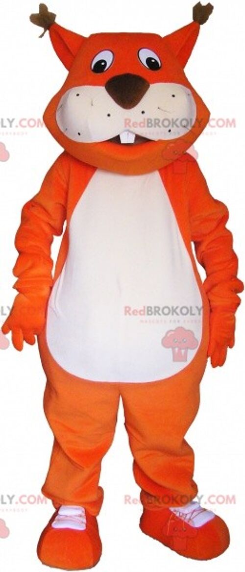 Orange fox REDBROKOLY mascot wearing a t-shirt / REDBROKO_06711