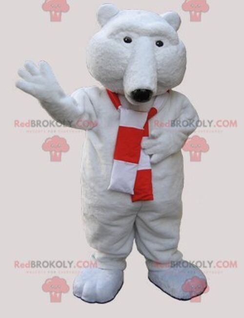 Soft red and white teddy bear REDBROKOLY mascot / REDBROKO_06753