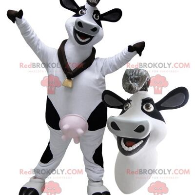 Cute white and brown cow REDBROKOLY mascot / REDBROKO_06759