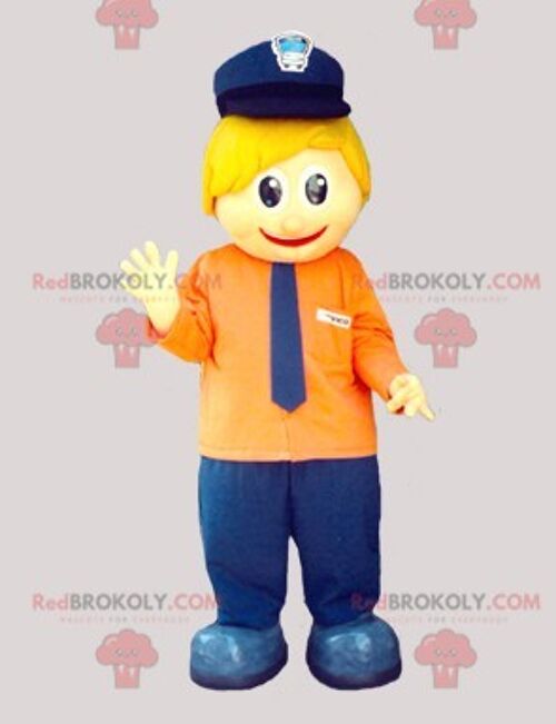 REDBROKOLY mascot man wearing a striped polo shirt and eyeglasses / REDBROKO_06764