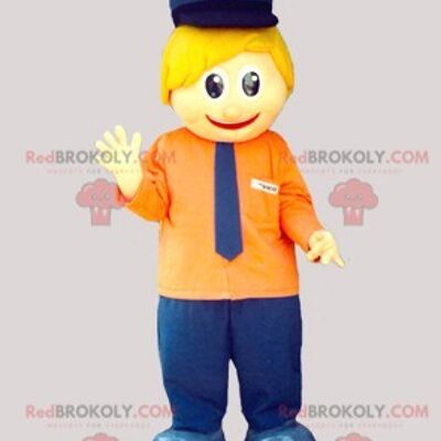 REDBROKOLY mascot man wearing a striped polo shirt and eyeglasses / REDBROKO_06764