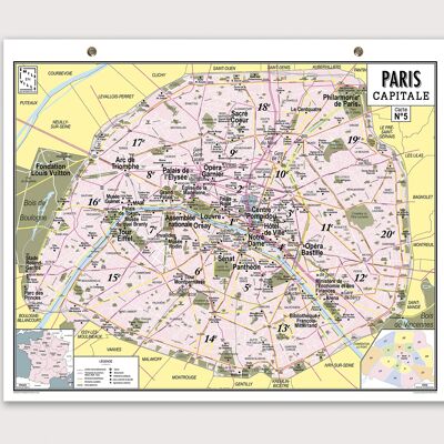 Wall map N ° 5 - Paris capital - Paris city map