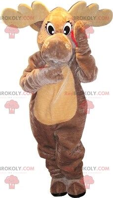 Soft and cute giant brown bear REDBROKOLY mascot. Teddy bear REDBROKOLY mascot / REDBROKO_06816