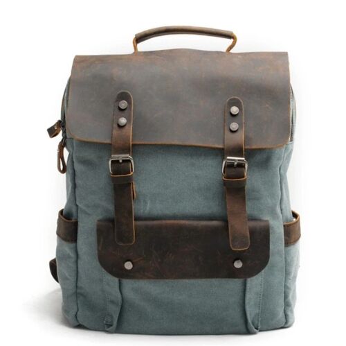 Messenger - Retro leather backpack - Lake Green