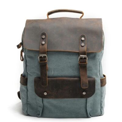 Messenger - Retro-Lederrucksack - Lake Green