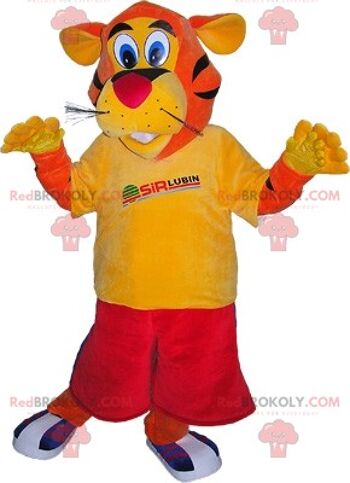 Mascotte de tigre orange jaune et noir REDBROKOLY. Mascotte REDBROKOLY colorée / REDBROKO_06844 4