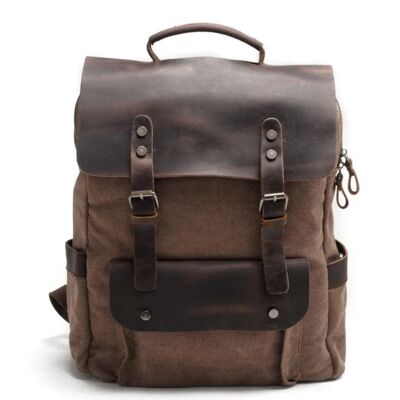 Messenger - retro leather backpack - Coffee