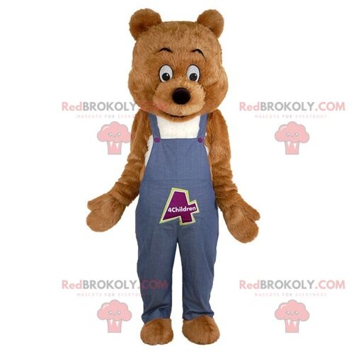 Giant brown and beige teddy bear REDBROKOLY mascot / REDBROKO_06878