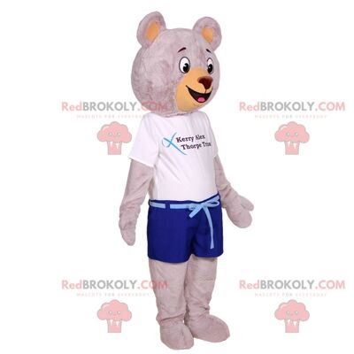 Soft and cute giant brown bear REDBROKOLY mascot. Teddy bear REDBROKOLY mascot / REDBROKO_06879