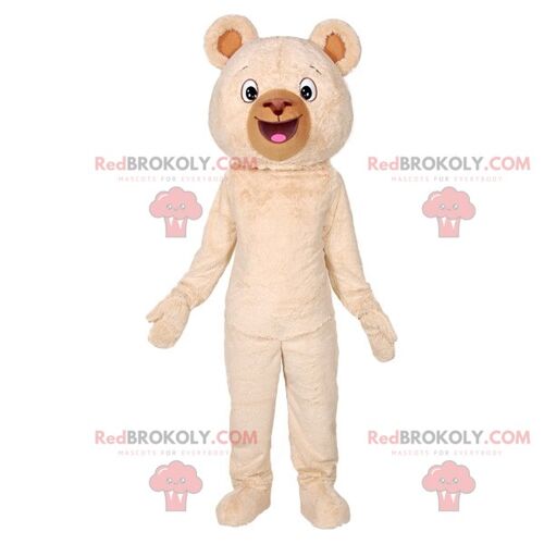 Big gray teddy bear REDBROKOLY mascot dressed in summer clothes / REDBROKO_06880