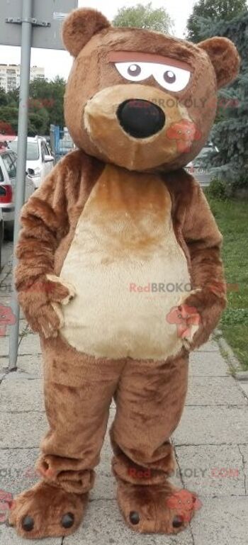 Mascotte d'ours en peluche marron REDBROKOLY habillé en blanc / REDBROKO_07029 2