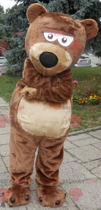 Mascotte d'ours en peluche marron REDBROKOLY habillé en blanc / REDBROKO_07029 4