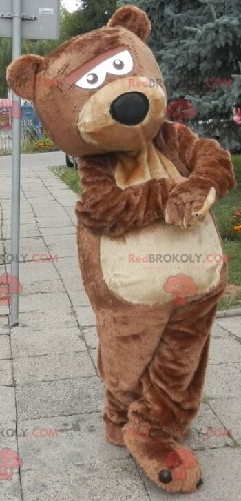Mascotte d'ours en peluche marron REDBROKOLY habillé en blanc / REDBROKO_07029 5