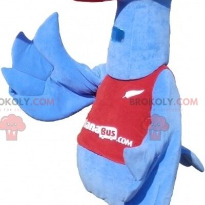 Blue bird REDBROKOLY mascot in sportswear. Stork REDBROKOLY mascot / REDBROKO_07061