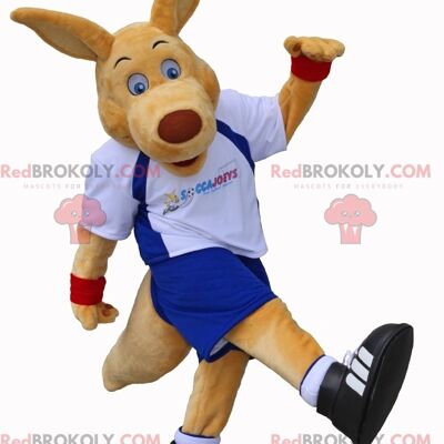 White rabbit REDBROKOLY mascot dressed in a yellow t-shirt / REDBROKO_07126