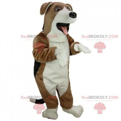 Giant beige and white cat REDBROKOLY mascot. Cat costume / REDBROKO_07146