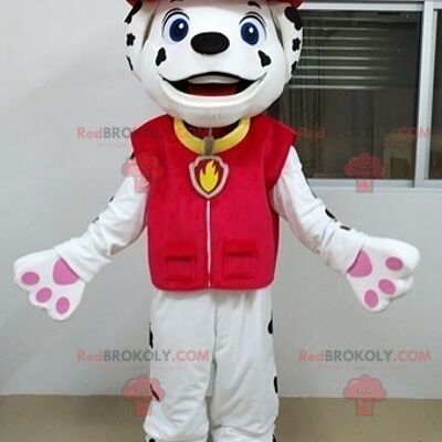 Beige and pink teddy bear REDBROKOLY mascot in sailor outfit / REDBROKO_07281