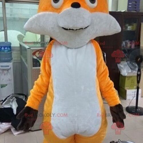 Soft and hairy white and orange fox REDBROKOLY mascot / REDBROKO_07291
