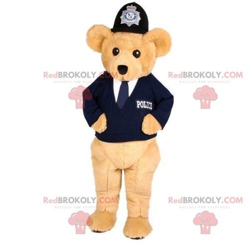 Brown teddy bear REDBROKOLY mascot with red cheeks / REDBROKO_07363