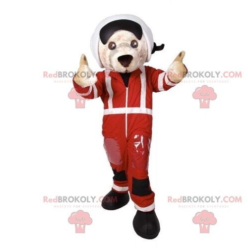 Red elephant REDBROKOLY mascot in firefighter outfit / REDBROKO_07405