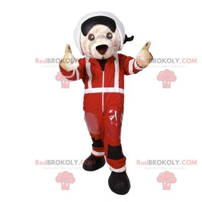 Red elephant REDBROKOLY mascot in firefighter outfit / REDBROKO_07405