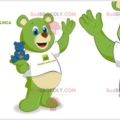 Brown nurse REDBROKOLY mascot with a green outfit / REDBROKO_07452