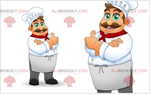 Plump and mustached red king REDBROKOLY mascot. King costume / REDBROKO_07458