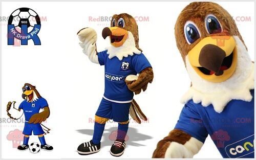Brown and beige beaver REDBROKOLY mascot in football outfit / REDBROKO_07555