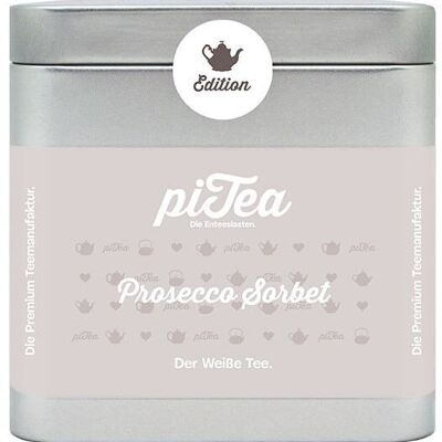 Prosecco sorbet, white tea, can