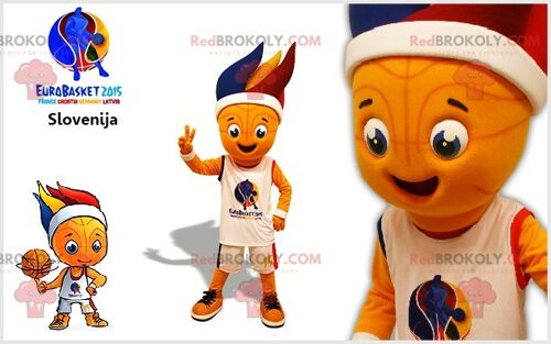 Bush tree REDBROKOLY mascot dressed as a basketball player / REDBROKO_07603