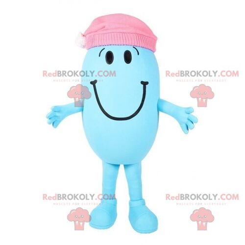REDBROKOLY mascot Mr. Madame blue snowman very smiling / REDBROKO_07685