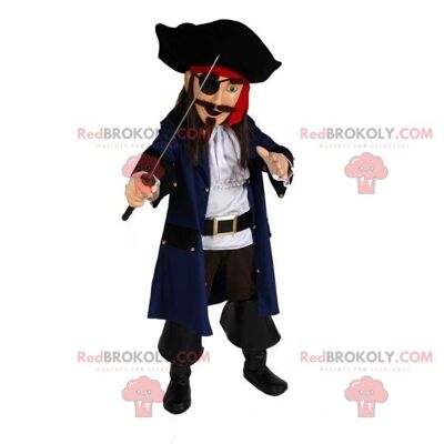 Beige dog REDBROKOLY mascot dressed in a pirate costume / REDBROKO_07722