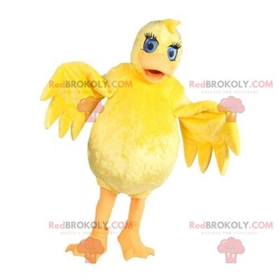White and yellow duck REDBROKOLY mascot in young outfit / REDBROKO_07750