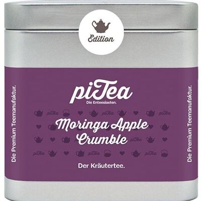 Crumble de manzana Moringa, té de hierbas, lata