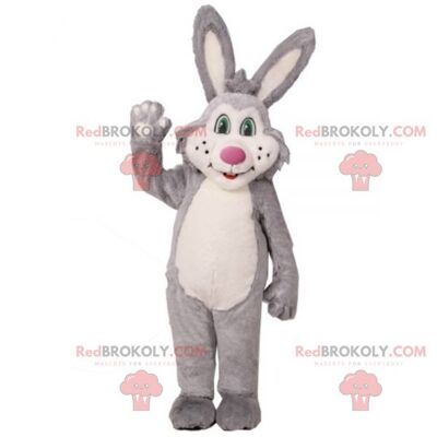 Brown and white plush rabbit REDBROKOLY mascot / REDBROKO_07787