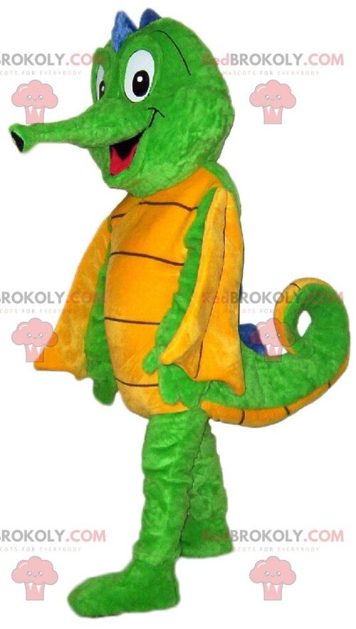 Green and brown turtle REDBROKOLY mascot round and funny / REDBROKO_08001
