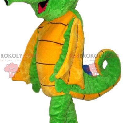 Green and brown turtle REDBROKOLY mascot round and funny / REDBROKO_08001