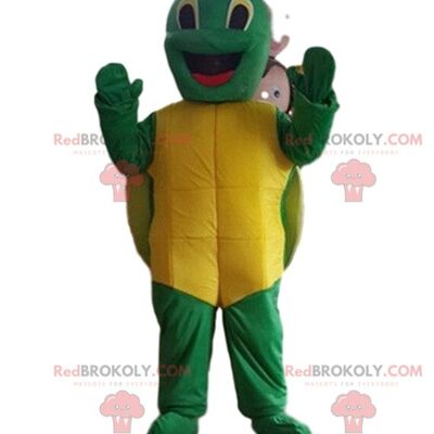 Green and yellow turtle REDBROKOLY mascot. Turtle costume / REDBROKO_08029