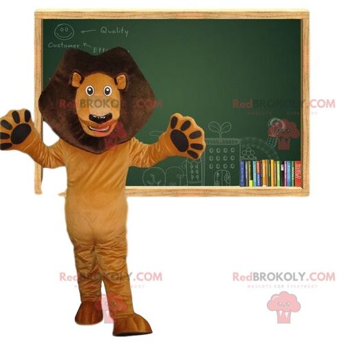 Brown lion REDBROKOLY mascot. Brown lion costume. Alex costume / REDBROKO_08051