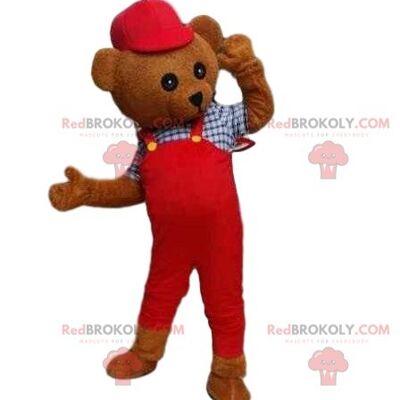 Teddybär Kostüm REDBROKOLY Maskottchen. Braunbärkostüm im Overall / REDBROKO_08060