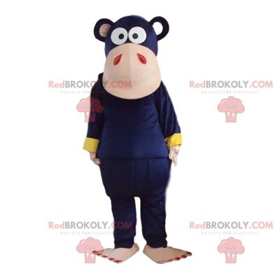 Teddy bear costume REDBROKOLY mascot. Brown bear costume in overalls / REDBROKO_08061