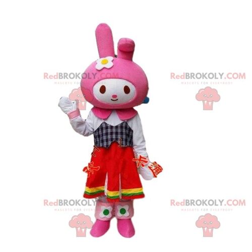 Rabbit costume REDBROKOLY mascot. Pink bunny costume. Cosplay bunny / REDBROKO_08065