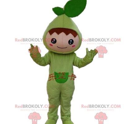 Pill costume REDBROKOLY mascot. Green and yellow seal costume / REDBROKO_08091