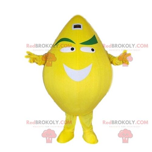 Giant lime costume REDBROKOLY mascot. Smiling lemon costume / REDBROKO_08098