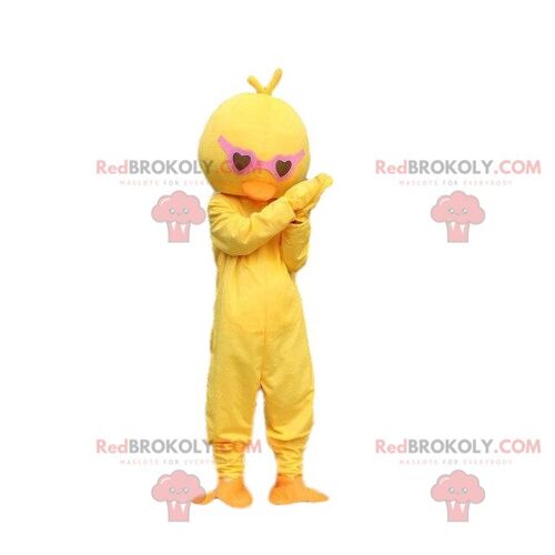 Yellow and orange plump chick REDBROKOLY mascot. Plump bird costume / REDBROKO_08115