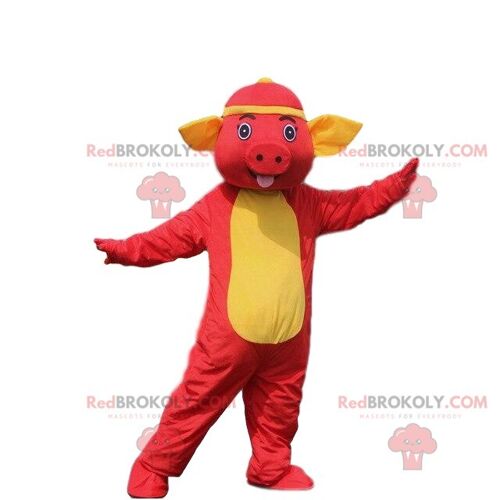 Baby pig REDBROKOLY mascot. Pig costume. Baby costume / REDBROKO_08130