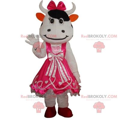 Pink cow costume, farm costume, pink REDBROKOLY mascot / REDBROKO_08141