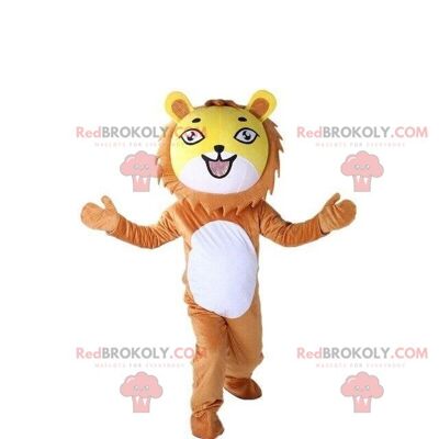 Yellow lion REDBROKOLY mascot, lion costume, lion cub costume / REDBROKO_08157
