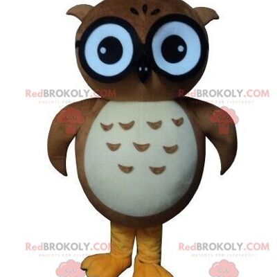 Búho REDBROKOLY mascota con ojos grandes, disfraz de búho, búho / REDBROKO_08169
